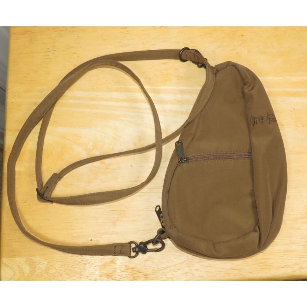 AMERIBAG 8" Mini Baglett Brown Crescent Healthy Back Bag Sling Crossbody